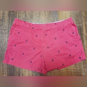 British Khaki Pink w/ Blue Anchors Chino Shorts Sz 8